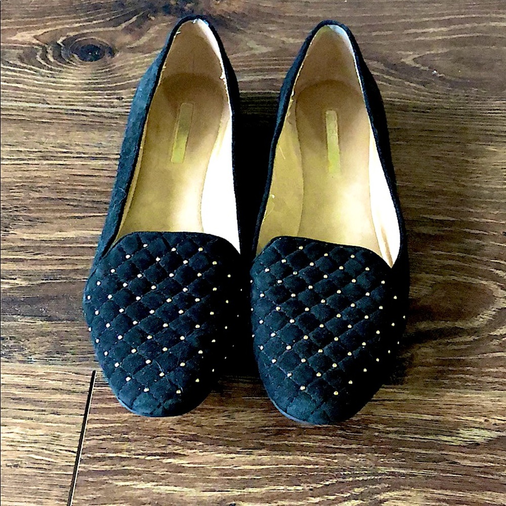 BCBGeneration Gold Studded Black Flats